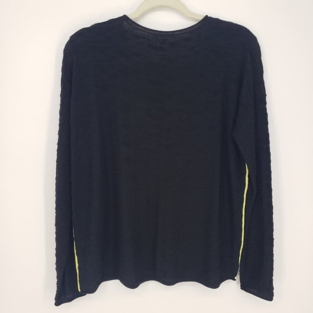 Lisa Todd Hello Weekend Pullover Sweater M Womens Chenille Embroidered Black - Picture 3 of 10